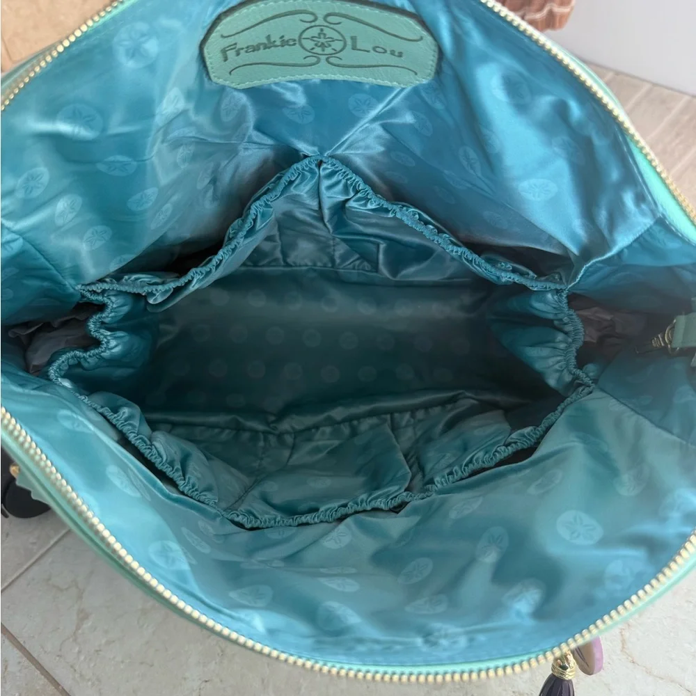 Frankie Lou Leather Joann in Pistachio Convertible Diaper Bag
